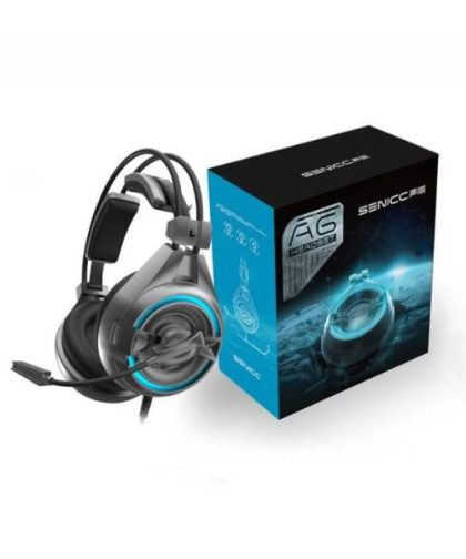 Senicc A6 Gaming Noise Canceling Headset – Surround Sound, Noise Canceling Mic, LED, Compatible with PC, PS4, Xbox Senicc