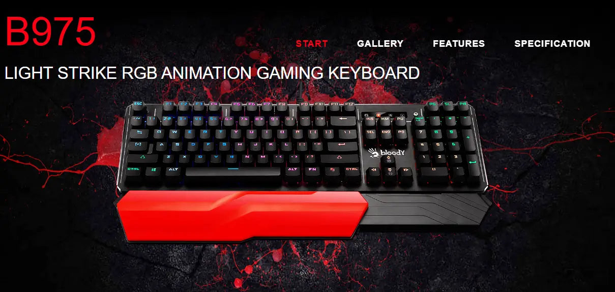 Bloody B975 Light Strike RGB Animation Gaming Keyboard - MicroZone